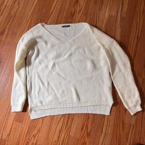 Nasty Gal Elegant Cream V-Neck Sweater